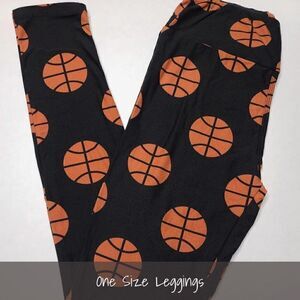 LuLaRoe OS Leggings Basketballs Black NEW